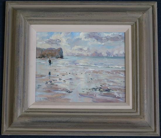 Michael Pybus Figure on the beach near Whitby, 7.5 x 9.5in.